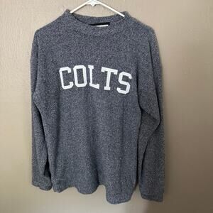 WOOLLY THREADS Navy Blue COLTS Football Pullover Cowl Neck Size Large casual